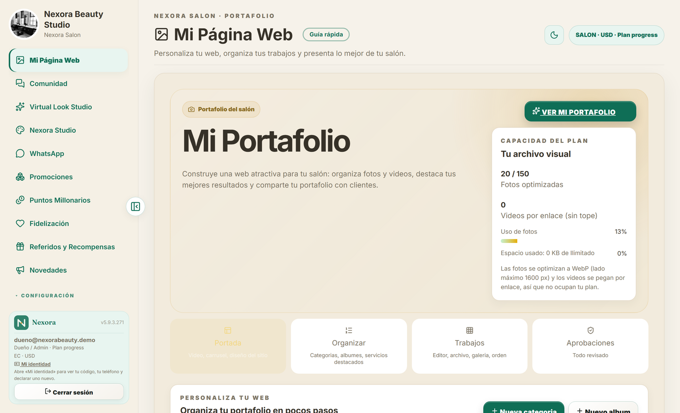 Tu página web y tu portafolio en Nexora